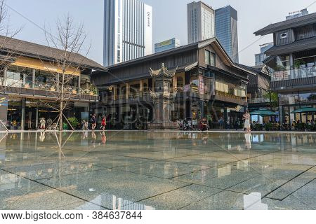 Chengdu, China - Aug 25, 2019: People At Taikoo Li Shopping Complex In Chengdu. It Is An Open Plan R