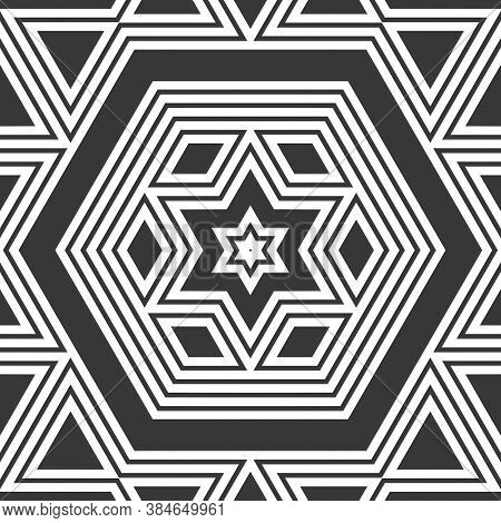 Retro Old Vintage Original Abstract Art Background. Interior Hydraulic Ceramic Mosaic Tiles Flooring