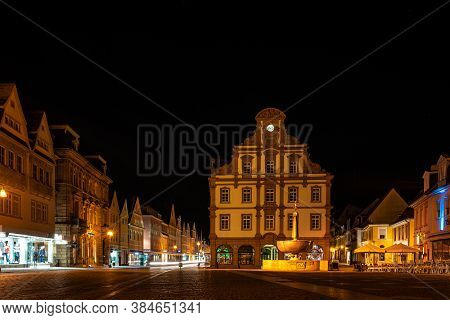 Speyer, Germany - Mar 14, 2020: The Facade Of The Old Mint, Alte Muenze In Speyer In Germany At Nigh