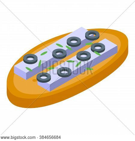 Greek Feta Cheese Icon. Isometric Of Greek Feta Cheese Vector Icon For Web Design Isolated On White 