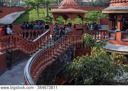 Pokhara, Nepal - December 20 2019: Unidentified People Visits Gupteshwor Mahadev Caves On December 2