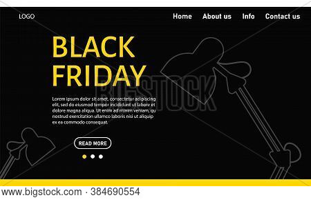 Black Friday. Abstract Website Template For Electronic Goods And Services, Super Discounts. Universa