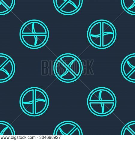 Green Line Anti Worms Parasite Icon Isolated Seamless Pattern On Blue Background. Vector