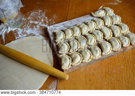 Raw Materials For Making Pierogi With Potatoes, Which Are Prepared For Cooking.