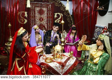 Baku, Azerbaijan-26 May 2017 : Wedding Ceremony, Oriental, Turkish, Azerbaijani Rites, The Bride And