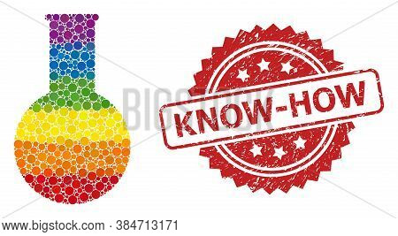 Chemical Flask Collage Icon Of Circle Spots In Different Sizes And Lgbt Colored Color Hues, And Know