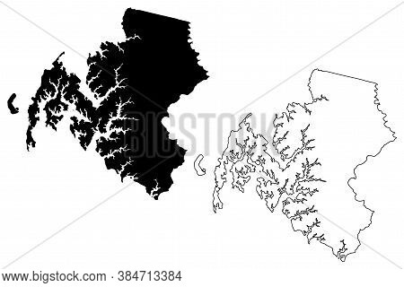 Talbot County, Maryland (u.s. County, United States Of America, Usa, U.s., Us) Map Vector Illustrati