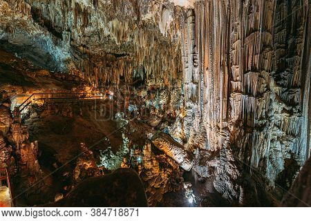 Nerja, Malaga Province, Andalusia, Spain. Cuevas De Nerja - Famous Caves. Different Rock Formations,