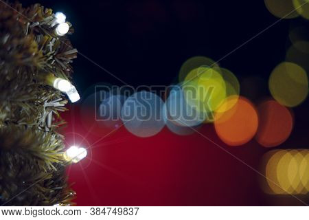 Christmas Wallpaper Poster Soft Focus Garland Lighting And Colorful Abstract Bokeh Background Space 