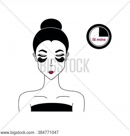 Vector Illustration Of The Women With Eye Patches, Isolated On White Background. Women Takes Care Of