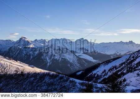 View Of Mountains Above Champagny En Vanoise, French Alps