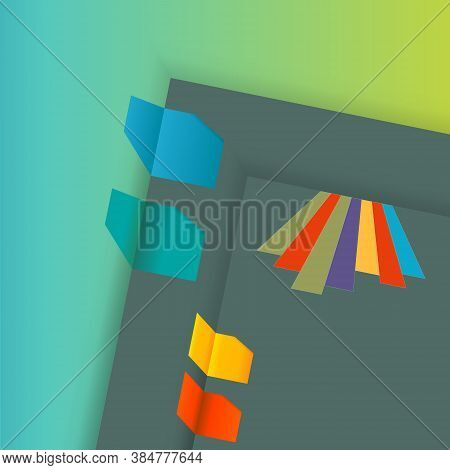 Book With Bookmarks And Stickers. Color Web Iinfographic Volumetric Design Template. Jpeg Illustrati