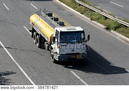 Salvador, Bahia / Brazil - August 4, 2006: Cargo Transport Truck Is Seen Transiting On Highway Br 32