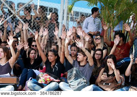 Salvador, Bahia / Brazil - May 20, 2016: Students From The Faculty Of Technology And Sciences (ftc) 