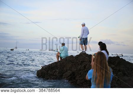 Salvador, Bahia / Brazil - February 2, 2020: Candomble Supporters And Supporters Greet Iemanja At A 
