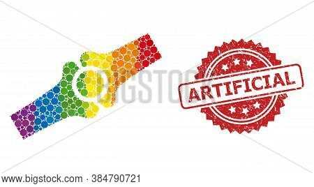 Artificial Bone Joint Collage Icon Of Filled Circle Dots In Different Sizes And Rainbow Colored Colo