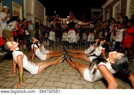 Caravelas, Bahia / Brazil - February 13, 2010: Members Of The Imperial Crown Samba School Are Seen D