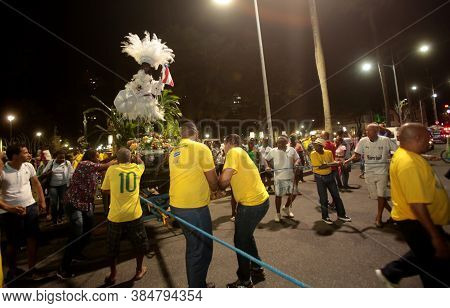 Salvador, Bahia / Brazil - July 2, 2017: People Follow The Departure Of Caboclo And Cabocla From The