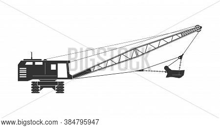 Dragline Excavator Icon Isolated On Background. Vector Illustration