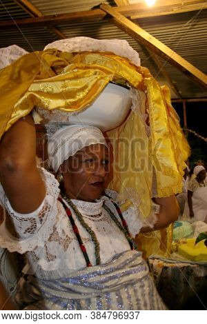 Santo Amaro, Bahia / Brazil - May 13, 2007: Candomble Members Are Seen During A Religious Demonstrat