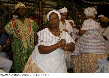 Santo Amaro, Bahia / Brazil - May 13, 2007: Candomble Members Are Seen During A Religious Demonstrat