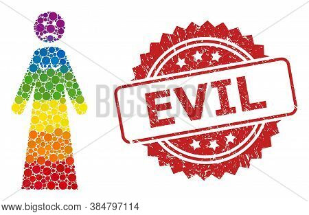 Sad Woman Mosaic Icon Of Filled Circle Blots In Different Sizes And Spectrum Colored Color Hues, And