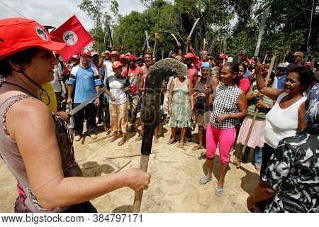 Eunapolis, Bahia / Brazil - April 21, 2010: Members Of The Landless Movement - Mst - Are Seen During