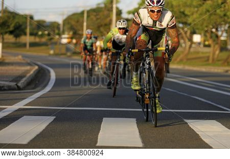 Salvador, Bahia / Brazil - June 17, 2015: Training Of Bahian Cyclists For Gp Bahia De Ciclismo. Athl