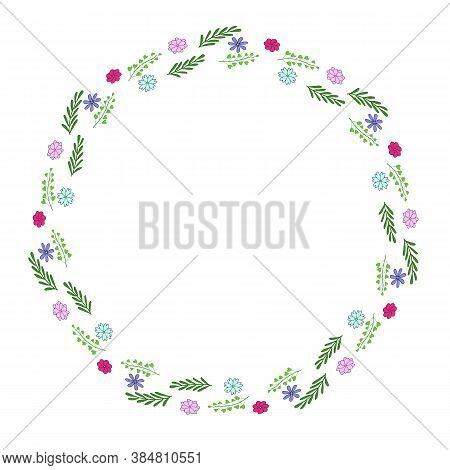 Minimalistic Wreath Of Flowers For Cards And Congratulations