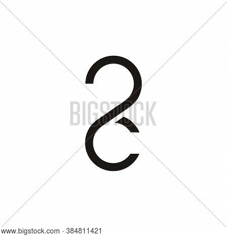 Letter 2c Simple Geometric Loop Line Design Symbol Logo Vector
