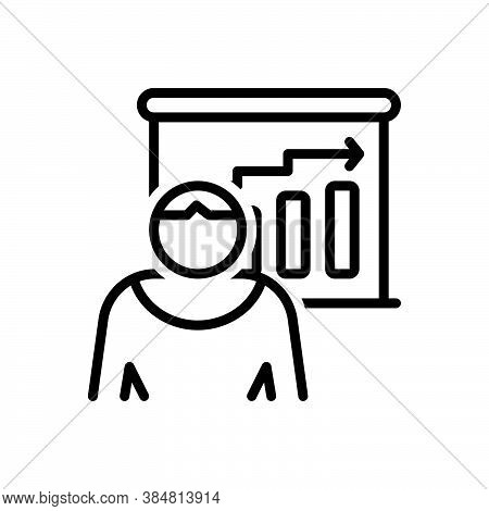 Black Line Icon For Pitch Height Altitude Elevation Rise Rising Statics Graph