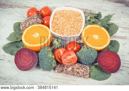 Nutritious Different Ingredients Containing Vitamin B9, Natural Minerals And Folic Acid, Healthy Nut
