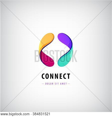 Vector Abstract Shape Logo, Dual, Unity, Loop Icon. Multicolor Web Icon, Creative Concept