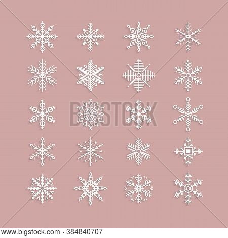 Set Of Cute Snowflakes. Snowflake Collection For Design Christmas And New Year Banner And Cards. Win