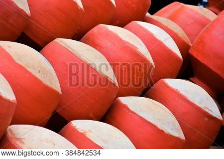 Collection of clay pots made from mud also known as Matka. Clay pots are used since ancient times and can be found in Indian subcontinent.