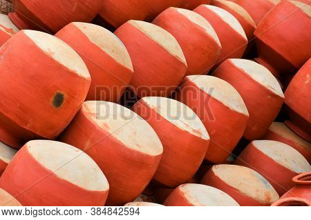 Collection Of Clay Pots Made From Mud Also Known As Matka. Clay Pots Are Used Since Ancient Times An