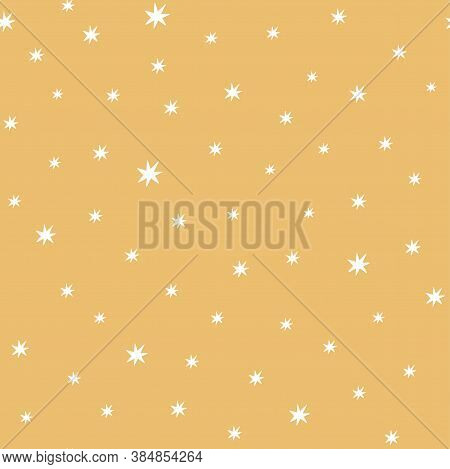 Stars Pattern. Yellow Seamless Pattern Decoreted Cute Simple Stars Kids, Nursery, Baby Shower Sweet 