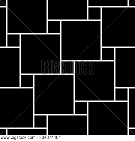 Pythagorean Tiling. Seamless Surface Pattern Design With Flooring Ornament. Squares Tessellation Vec