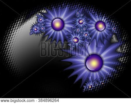 Decorative Label With Fractal Flower.
Oval Design As A Template Or  A Sticker. Label For Description
