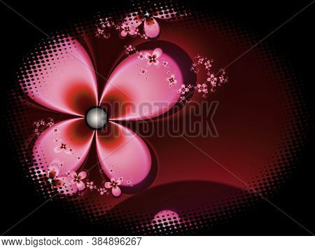 Decorative Label With Fractal Flower.
Oval Design As A Template Or  A Sticker. Label For Description