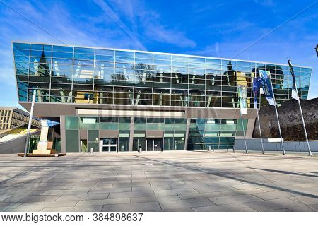Darmstadt, Germany - March 2020: Facade Of  Modern Building Of 'darmstadtium' A Science And Congress