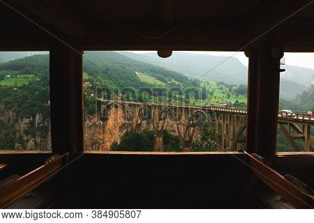 Atmospheric Photo While Traveling In The Mountains Of Montenegro, A Bridge In A Frame, A Landscape F
