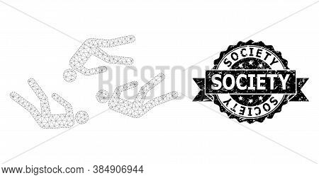 Society Dirty Seal Imitation And Vector Dead People Mesh Model. Black Seal Has Society Text Inside R