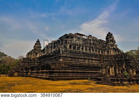 The Ruins Of The Unique Ancient Bapuon Castle In Cambodia. A Sandstone Castle In The Form Of A Five-