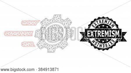Extremism Textured Seal Imitation And Vector Rush Gear Mesh Model. Black Stamp Includes Extremism Te