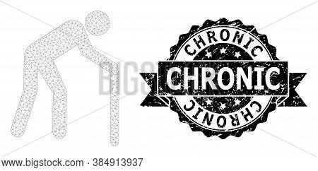 Chronic Grunge Seal Imitation And Vector Retired Person Mesh Structure. Black Seal Has Chronic Tag I