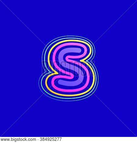 Colorful Line S Letter Logo. This Icon Made Of Stroke Can Be Used For A Nightlife Advertising, Carto