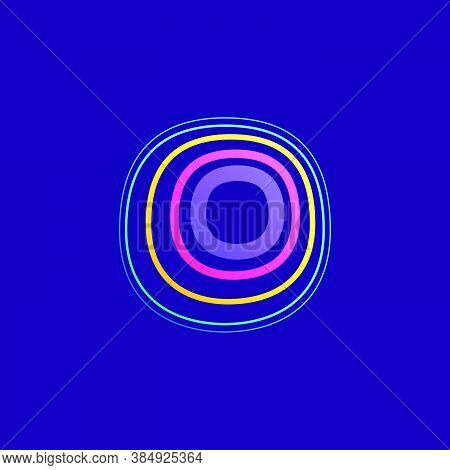 Colorful Line O Letter Logo. This Icon Made Of Stroke Can Be Used For A Nightlife Advertising, Carto
