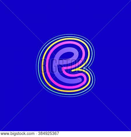 Colorful Line E Letter Logo. This Icon Made Of Stroke Can Be Used For A Nightlife Advertising, Carto
