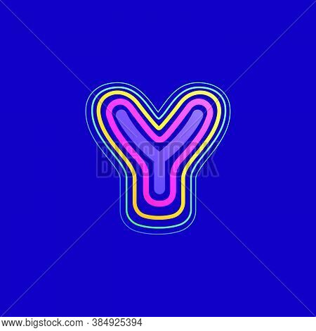 Colorful Line Y Letter Logo. This Icon Made Of Stroke Can Be Used For A Nightlife Advertising, Carto